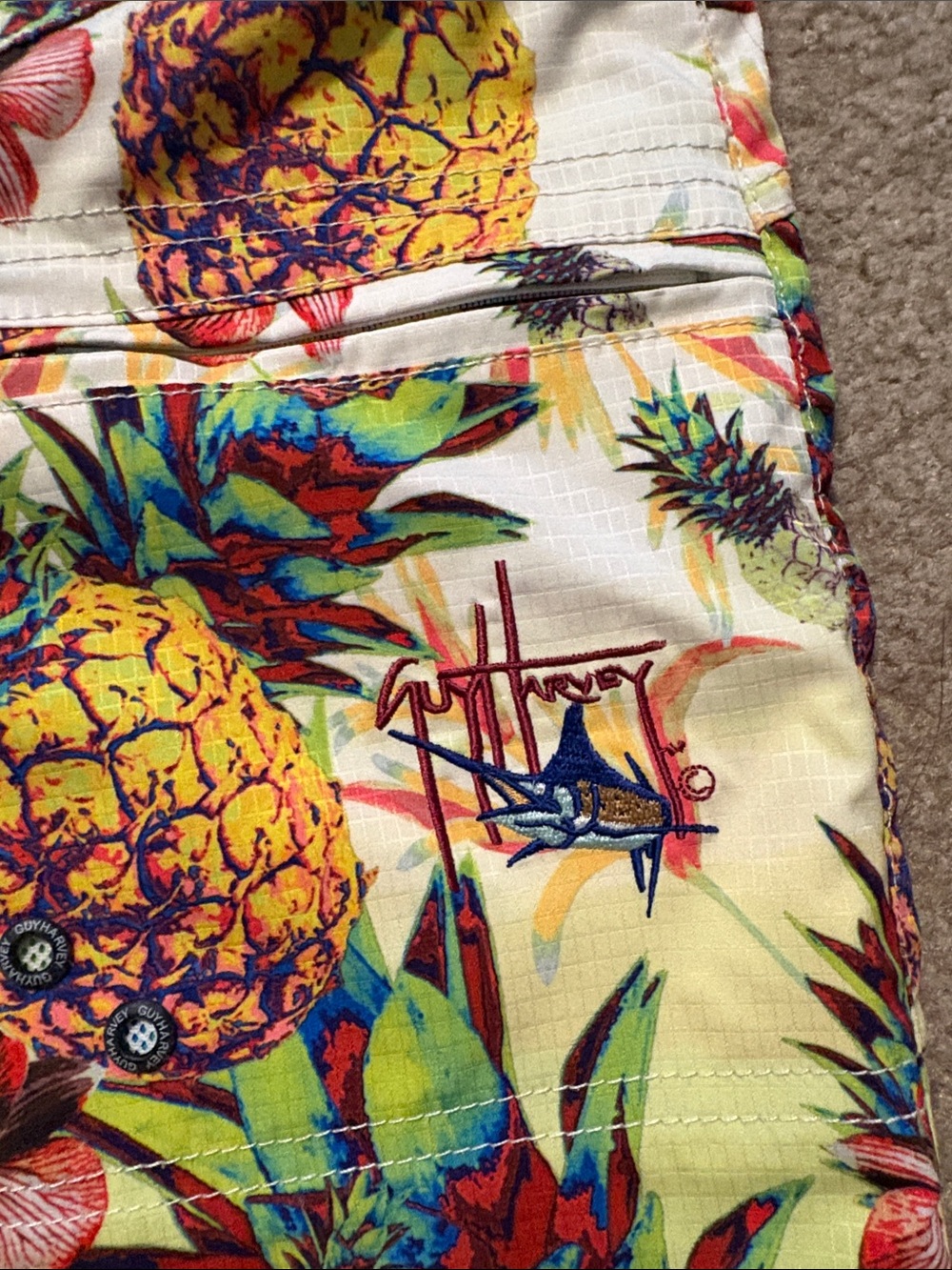 Guy Harvey Tropical Pineapple Print Women’s Shorts - Multicolor - Picture 3 of 4